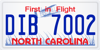 NC license plate DIB7002