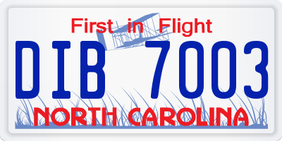 NC license plate DIB7003