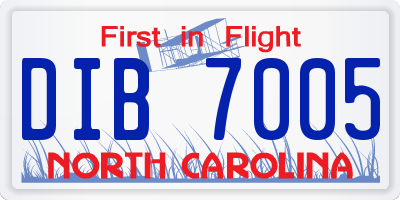 NC license plate DIB7005