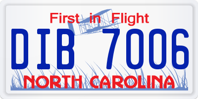 NC license plate DIB7006