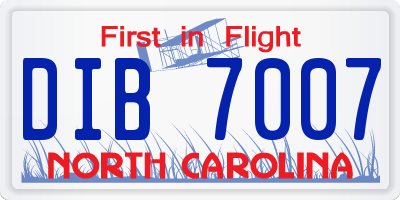 NC license plate DIB7007