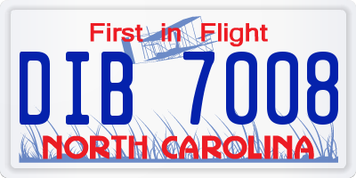 NC license plate DIB7008