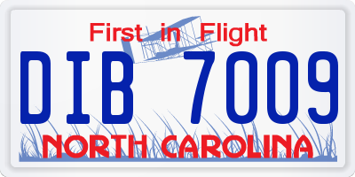 NC license plate DIB7009