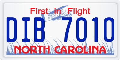 NC license plate DIB7010
