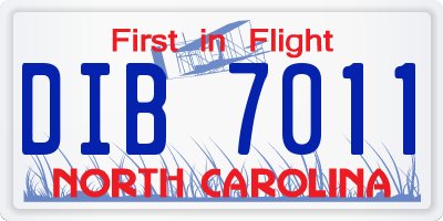 NC license plate DIB7011