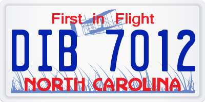 NC license plate DIB7012