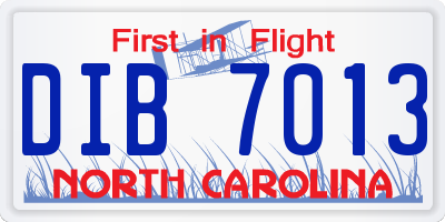 NC license plate DIB7013