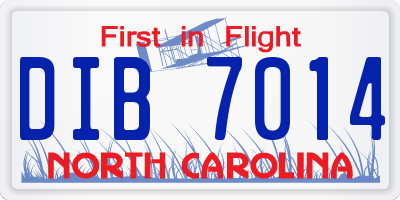 NC license plate DIB7014