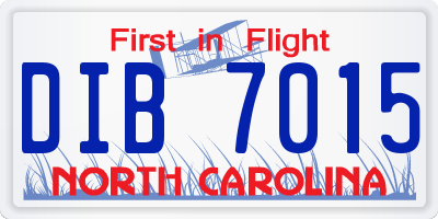NC license plate DIB7015
