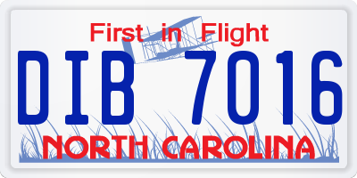 NC license plate DIB7016