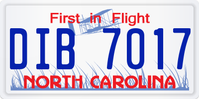 NC license plate DIB7017