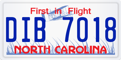 NC license plate DIB7018
