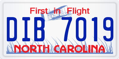 NC license plate DIB7019