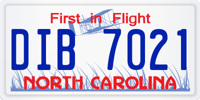 NC license plate DIB7021