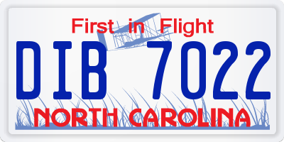NC license plate DIB7022