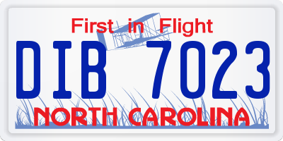 NC license plate DIB7023