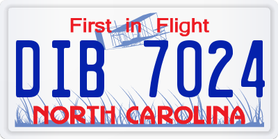 NC license plate DIB7024