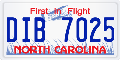 NC license plate DIB7025