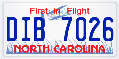 NC license plate DIB7026