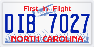 NC license plate DIB7027