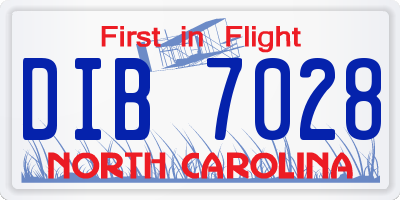 NC license plate DIB7028