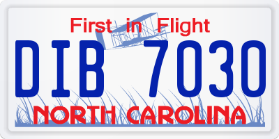 NC license plate DIB7030