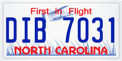 NC license plate DIB7031