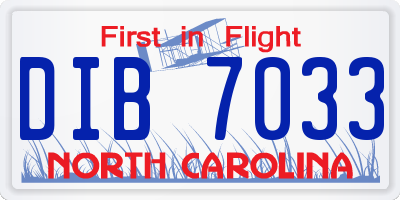 NC license plate DIB7033