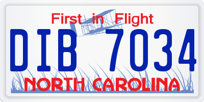 NC license plate DIB7034