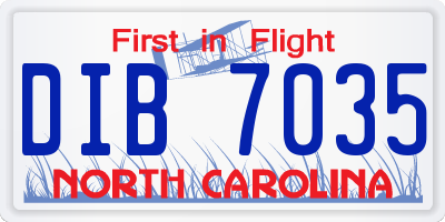 NC license plate DIB7035
