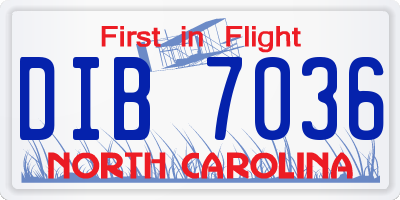 NC license plate DIB7036