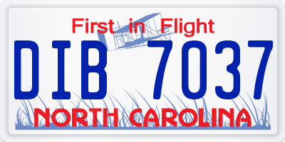 NC license plate DIB7037