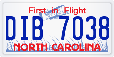 NC license plate DIB7038