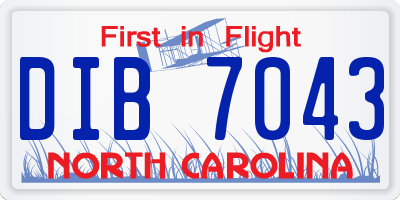 NC license plate DIB7043