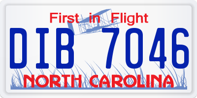 NC license plate DIB7046