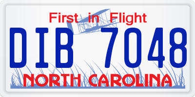 NC license plate DIB7048