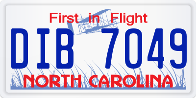 NC license plate DIB7049