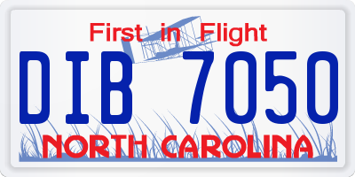 NC license plate DIB7050