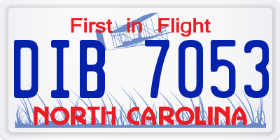 NC license plate DIB7053