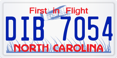 NC license plate DIB7054