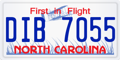 NC license plate DIB7055