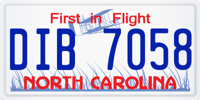 NC license plate DIB7058
