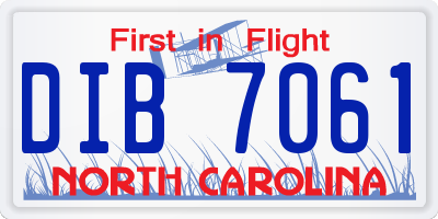 NC license plate DIB7061