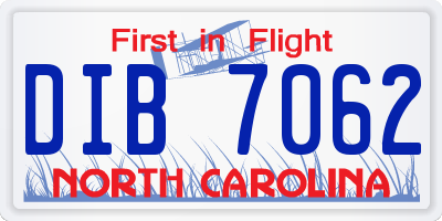 NC license plate DIB7062