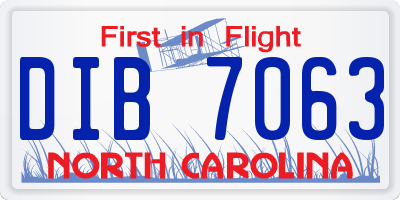 NC license plate DIB7063