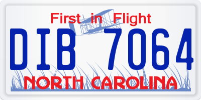 NC license plate DIB7064