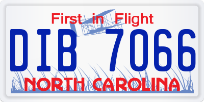 NC license plate DIB7066