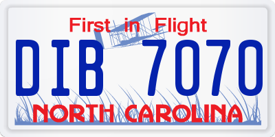 NC license plate DIB7070