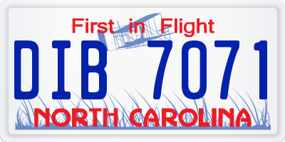 NC license plate DIB7071