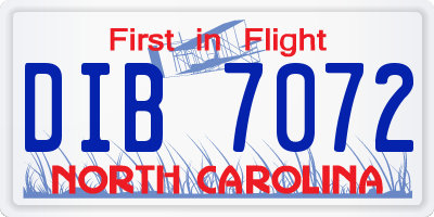 NC license plate DIB7072